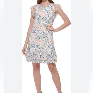 Tommy‎ Hilfiger Ditsy Floral Print Cottage Core Ruffle Mini Dress Plus Size 16